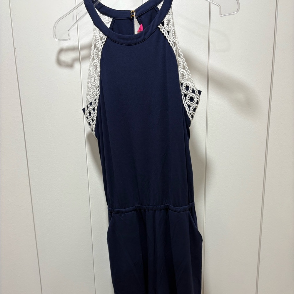 Women’s Lilly Pulitzer Navy LALA Romper Short Set Size XS EUC